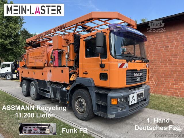 Vakuová cisterna MAN FE 410 Assmann Saug HD Spüler Recycling +  FB.