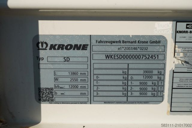 Auflieger mit Pritsche & Plane KRONE FIRANKA / STANDARD / KOSZ NA PALETY / O? PODNOS