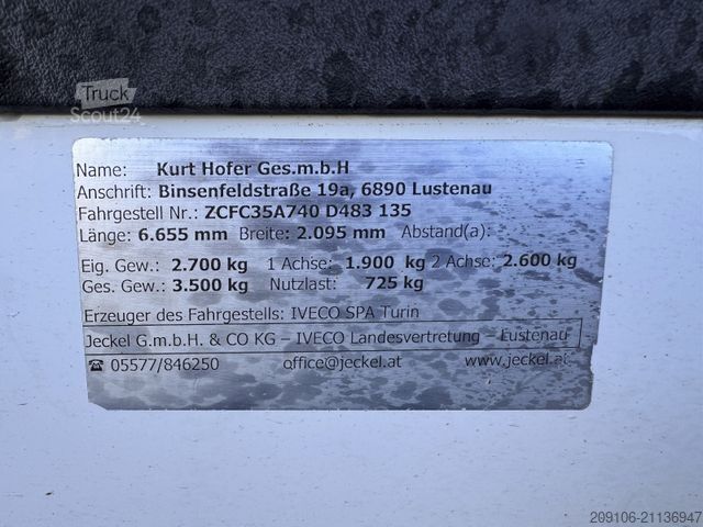 Fourgon tôlé IVECO Dayli 35C15L Koffer 3,5 T Klima Tempomat  AHK