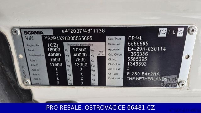 شاحنة قلّابة بذراع تحميل متحرك SCANIA P280 N323 4x2 E6 + ABROLLKIPP. + MANUAL