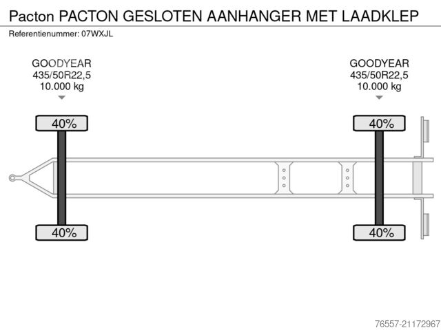 Suitcase Pacton PACTON GESLOTEN AANHANGER MET LAADKLEP