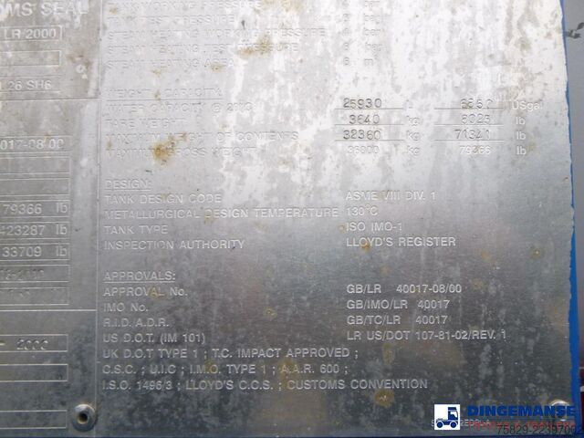 Tankcontainer Welfit Oddy Food tank container inox 25.9 m3 / 1 comp