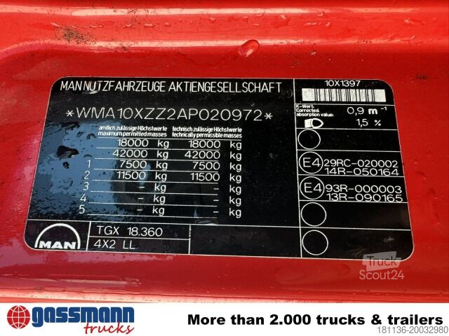 Camión con caja móvil MAN TGX 18.360 4X2 LL, Fahrschule