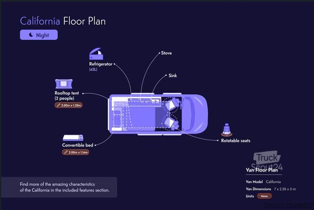 عربة تخييم 2022 Volkswagen California Coast | Cambio automatico | Tetto a soffietto