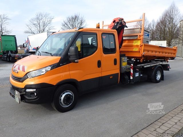 Furgón volquete IVECO 70 C 18 DoKa/Kipper/Palfinger Kran/Greifer/2xAHK