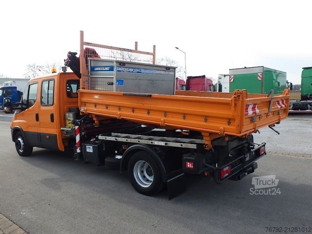 Furgón volquete IVECO 70 C 18 DoKa/Kipper/Palfinger Kran/Greifer/2xAHK