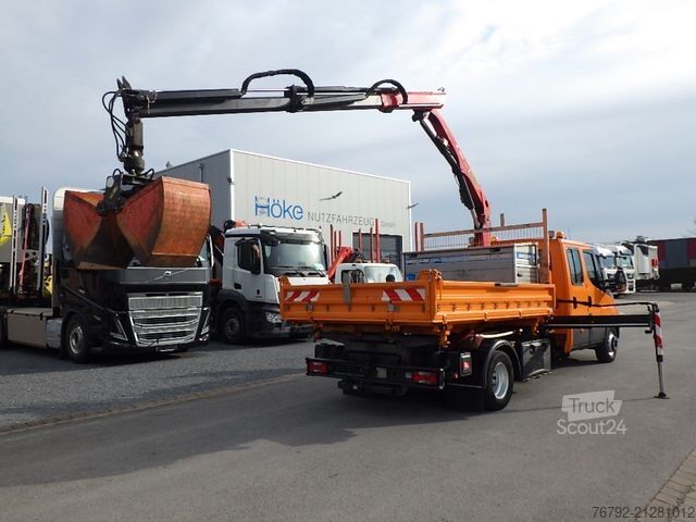 Furgón volquete IVECO 70 C 18 DoKa/Kipper/Palfinger Kran/Greifer/2xAHK