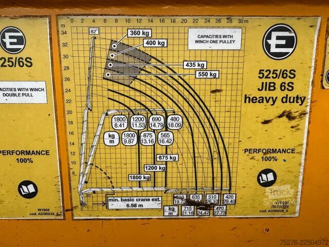 Vinç kamyonu Volvo FH 480 6x4 Effer 525/6S + Fly Jib 6S ,Winch Euro 5
