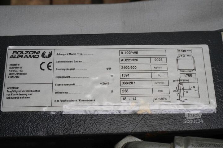 Gabelklammer BOLZONI B-400PWE, Breite 1830 mm