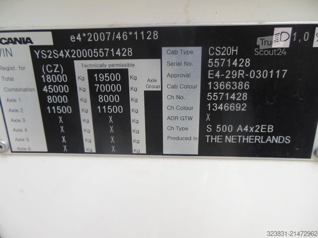 Véhicule tracteur volume SCANIA S500, LOWDECK, RETARDER, STANDKLIMA