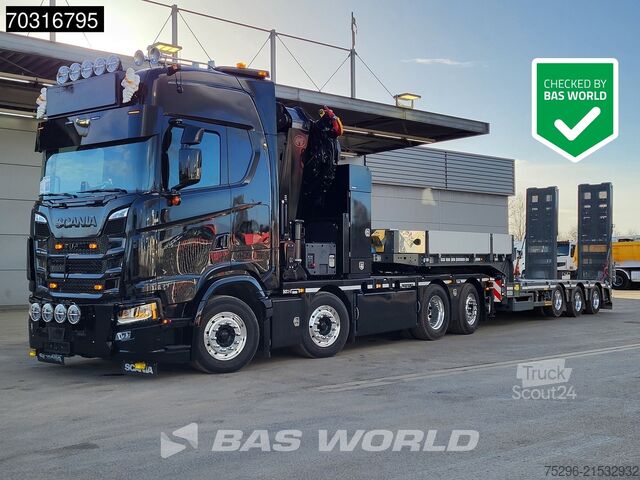 Scania S660 8X2 HMF 9520OK-RCS Żuraw, siodło, pełne zawieszenie pneumatyczne, oś podnoszona i skrętn Scania S660 8X2 HMF 9520OK-RCS Crane Kran Fifth wheel ...