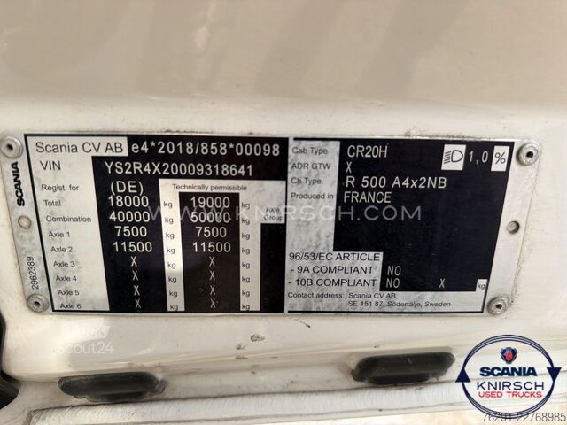وحدة جرار قياسية SCANIA R500A4x2NB / 2-K Hydraulik / Standklima