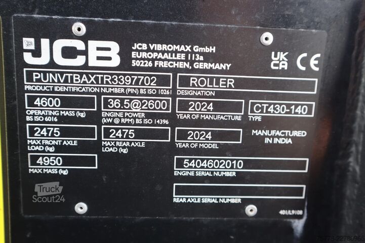 Rolo vibratório JCB CT430 -140 | NEW / UNUSED | WATER SPRAY