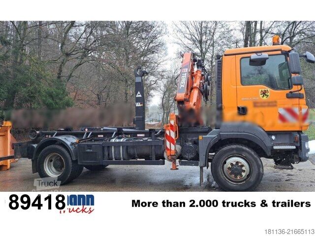 Camion benne à bras amovible MAN TGM 15.250 4x4 BL, Kran Terex TLC 75.2, Funk