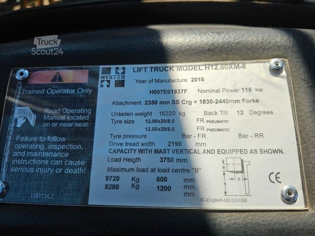 Priekšējās iekrāvēja autoiekrāvējs HYSTER H12.00XM6