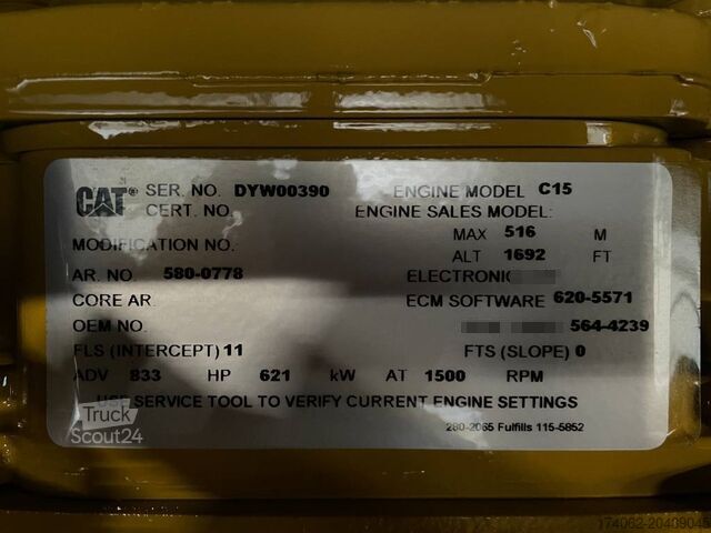 Agregado Caterpillar DE715GC - 715 kVA Stand-by Generator - DPX-18224