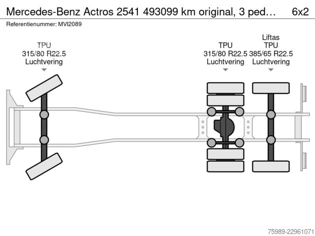 Hakenarmsystem Mercedes-Benz Actros 2541 493099 km original,  3 pedals,