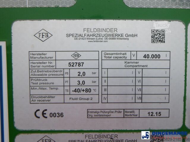 Tvertne Feldbinder Powder tank alu 40 m3 + engine/compressor