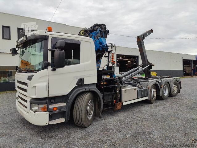 Sistema de braço de gancho Scania P360 8x2 Tridem container Crane HIAB 244
