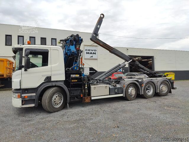 Sistema de braço de gancho Scania P360 8x2 Tridem container Crane HIAB 244