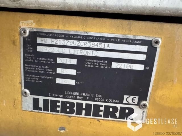 Escavadora de rastos Liebherr R922LC