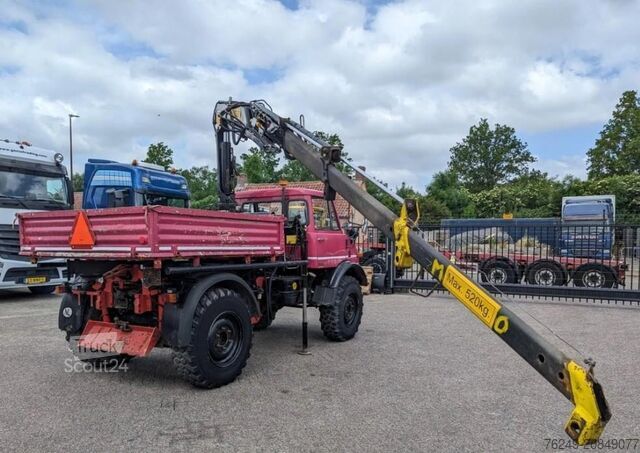 Автокран Unimog 416/U1100 Hiab kraan, Werner lier