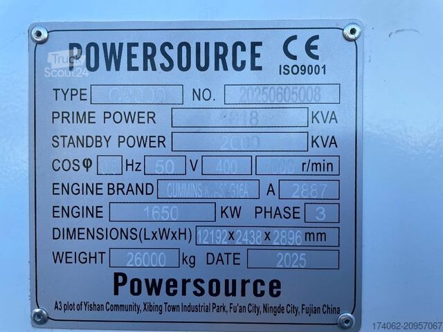 Aggregat Cummins KTA50-G16A - 2.000 kVA Generator - DPX-19849.8