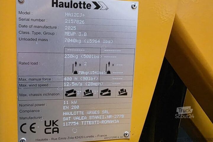 Plate-forme de travail télescopique articulée Haulotte HA12CJ+ Guarantee! Electric, 12 m Working Height,