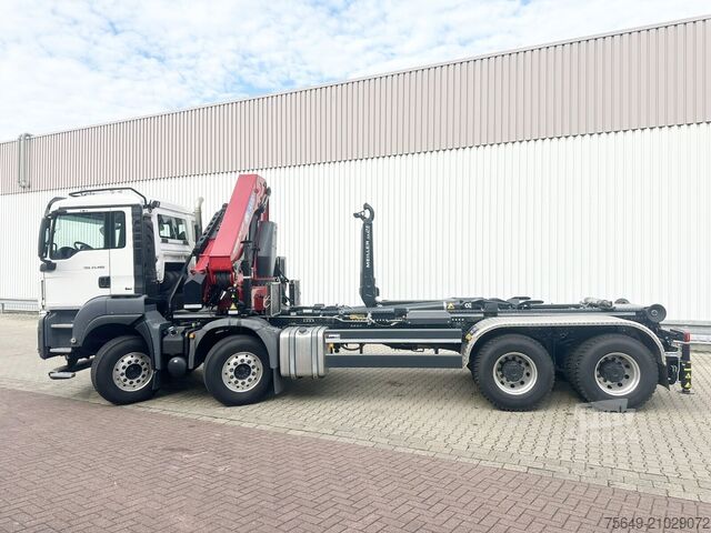Camion benne à bras amovible MAN TGS 35.480 8X4 BL TGS 35.480 8X4 BL, Intarder, Kran HMF 3220-K6, 4-fach Abstützung, Funk
