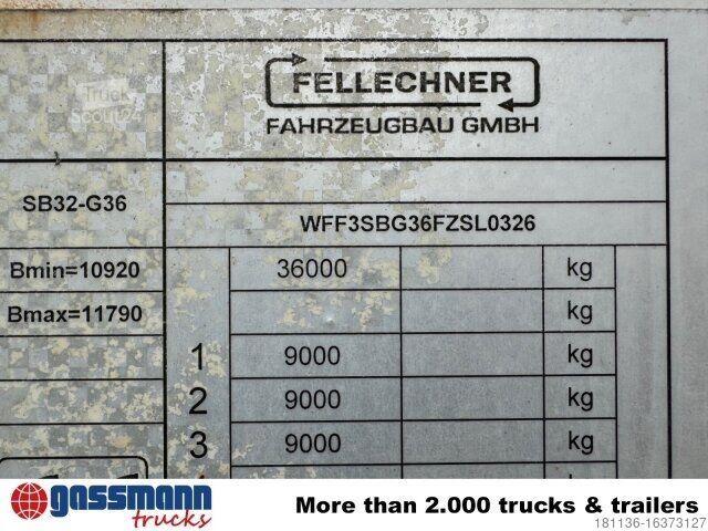 Ανοιχτό ημιρυμουλκούμενο με μουσαμά Fellechner SB32-G36, ausziehbar um 1,5m