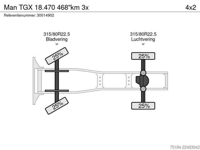 Standaard trekker Man TGX 18.470 468"km 3x