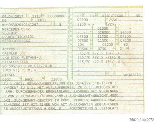 Camión cisterna MERCEDES-BENZ Actros 2548 /Spitzer Silo Food Getreide /LKW+ANH