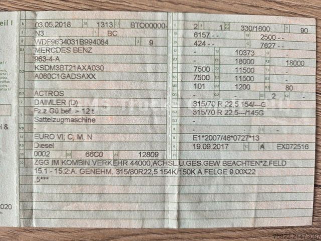 Standaard trekker MERCEDES-BENZ Actros 1845 / Retarder / Park Cool / Vollspoiler