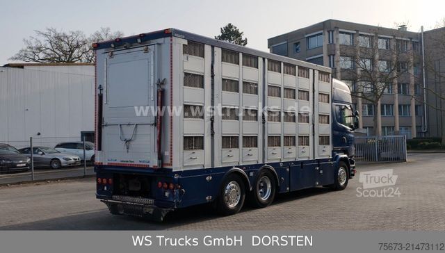 Φορτηγό μεταφοράς ζώων SCANIA R 580 V8 Menke-Janzen 3 Stock Hubdach Tränken