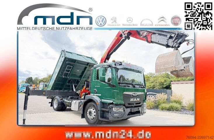Trīspusējs kravas pašizgāzējs MAN TGM 18.320 4x2 Kipper KRAN 15m FUNK AHK