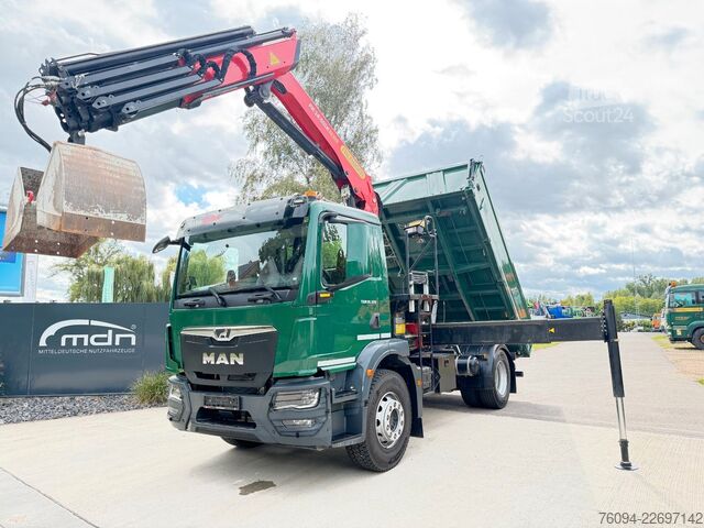 Trīspusējs kravas pašizgāzējs MAN TGM 18.320 4x2 Kipper KRAN 15m FUNK AHK