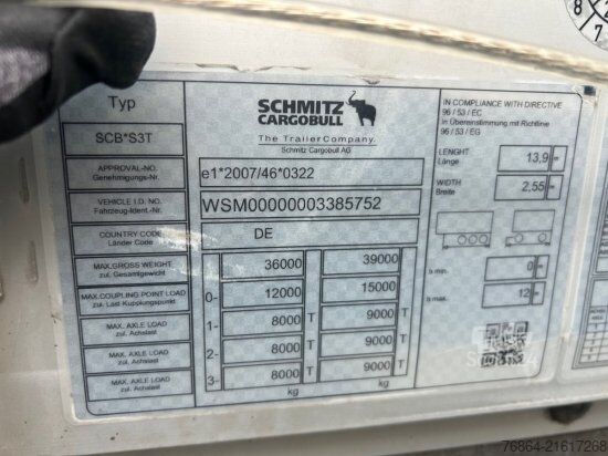 Open semitrailer with tarp SCHMITZ SCB S3T, VARIOS, LIFTACHSE, EDSCHA-VERDECK,