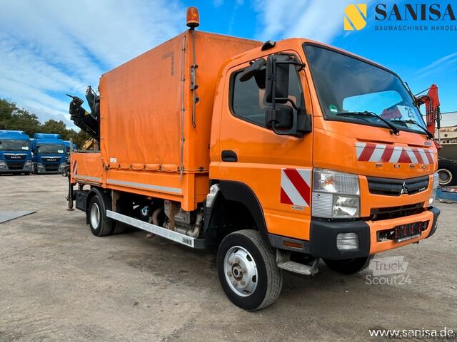 Samochód dostawczy z plandeką MITSUBISHI Fuso Canter 6C18/Kran HIAB/4x4 Allrad/Klima