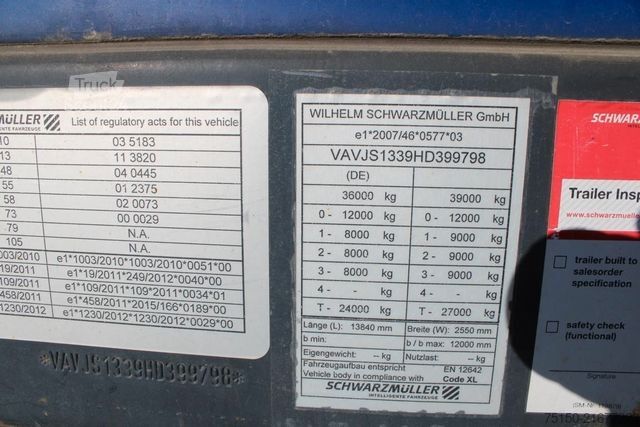 Öppen semitrailer med kapell SCHWARZMÜLLER S1 - Tautliner MEGA - SAF - Nr.: 798