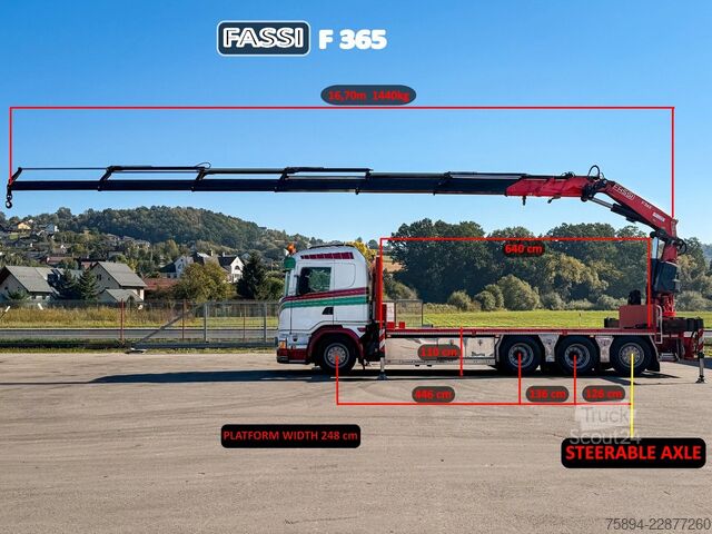 Кран, монтиран на камион SCANIA G450 Platform 6,40 m FASSI F365 RA.2.26 + Funk
