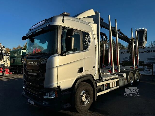 Timber transporter Scania R730 V8 6X4, Retarder, Timber-truck + Crane, 2020