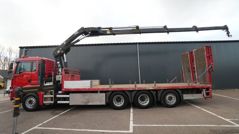 Camion-grue MAN TGA 35.400 8X4 MACHINE/CAR TRANSPORT WITH HIAB ...
