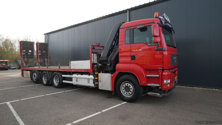 Camion-grue MAN TGA 35.400 8X4 MACHINE/CAR TRANSPORT WITH HIAB ...