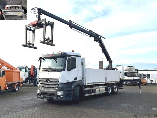 Vrachtauto met open laadbak MERCEDES-BENZ Antos 2542 6x2 Pritsche Heckkran Hiab XS 177 Fun
