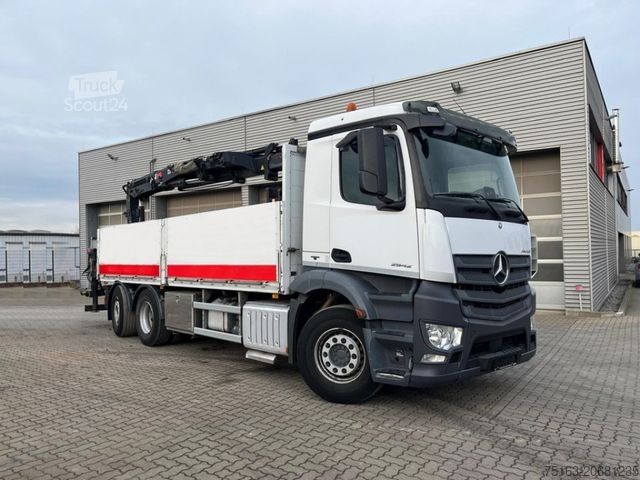 Vrachtauto met open laadbak MERCEDES-BENZ Antos 2542 6x2 Pritsche Heckkran Hiab XS 177 Fun