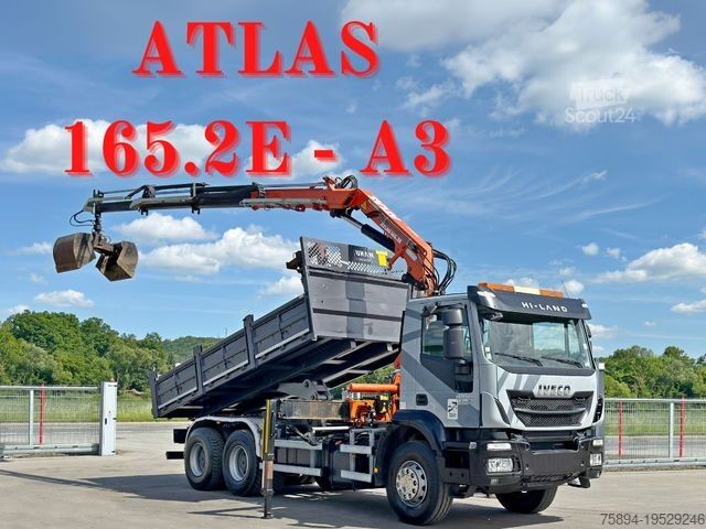 Autocarro ribaltabile IVECO TRAKKER 410*Kipper 5,20m*ATLAS 165.2E * FUNK/6x4