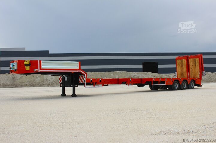 Alçak yataklı yarı römork inşaat makinesi taşımak için LOWBED TRAILER 2026