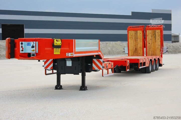 Alçak yataklı yarı römork inşaat makinesi taşımak için LOWBED TRAILER 2026
