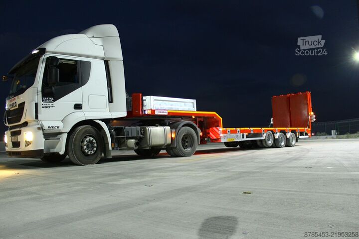 Alçak yataklı yarı römork inşaat makinesi taşımak için LOWBED TRAILER 2026