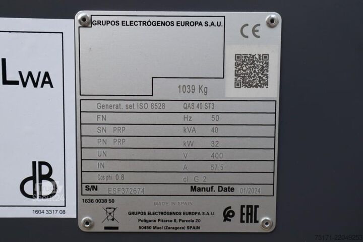 Agregat Atlas Copco QAS 40 ST3 Valid inspection,  Diesel, 40 kVA
